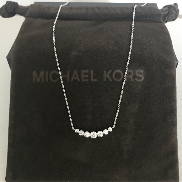 New Authentic MK silver tone crystal necklace - Picture 3 of 5